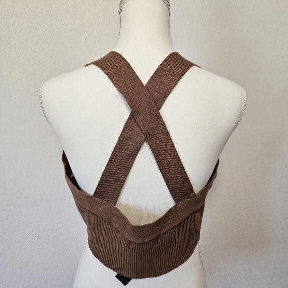 House of Harlow 1960 Brown Cross Back Crop Top Women's Size XL NWT - Picture 11 of 11